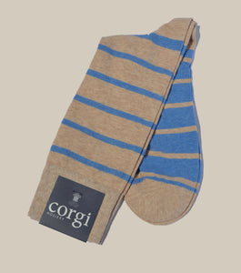 Corgi Cotton Blend Stripes - Blue and Tan